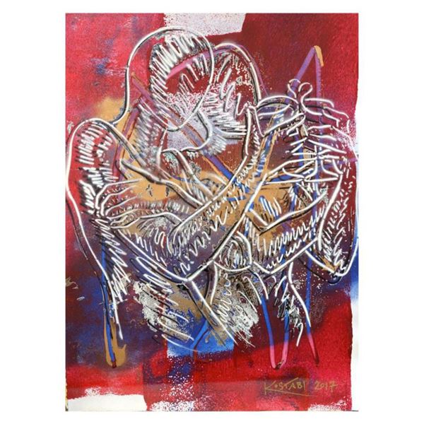 Mark Kostabi "Celebrating The Infinite" Hand Signed Original Artwork with COA.