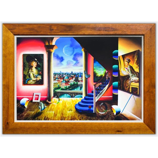 Ferjo- Original Oil on Canvas "Moonlight Over the City"