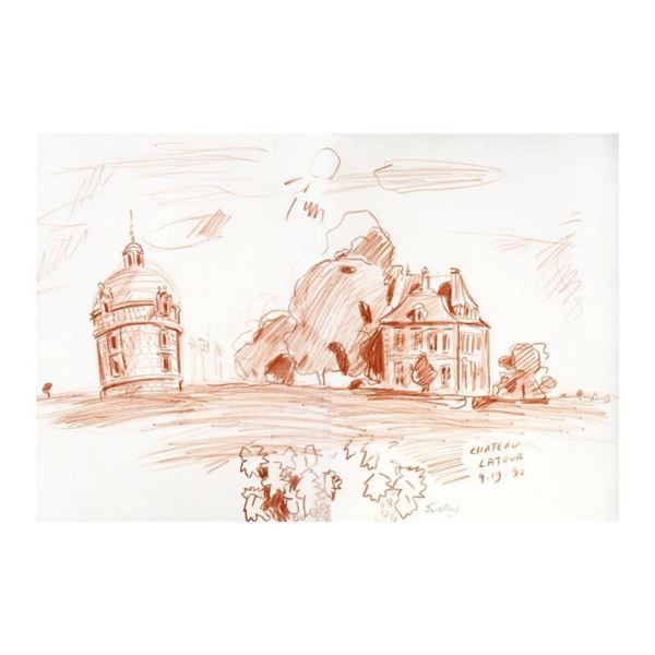 Wayne Ensrud "View of Chateau Latour (Bordeaux)" Pastel Original Artwork; Hand Signed; COA