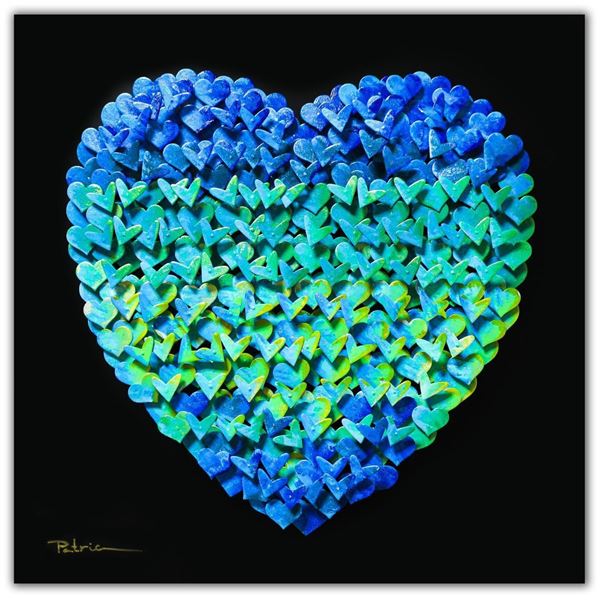Patricia Govezensky- Original 3D Metal Art on Wood "Heart"