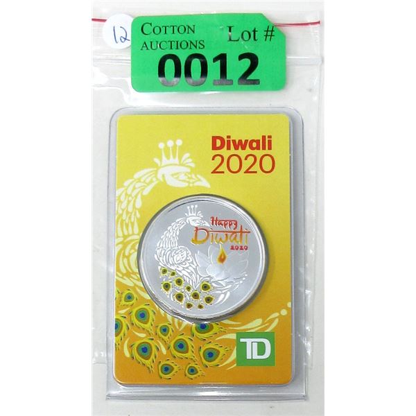 1 Oz. 2020 TD Bank .9999 Silver Diwali Round