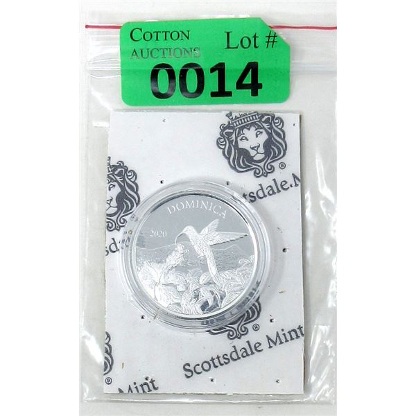 1 Oz 2020 Dominica Hummingbird .9999 Silver Coin