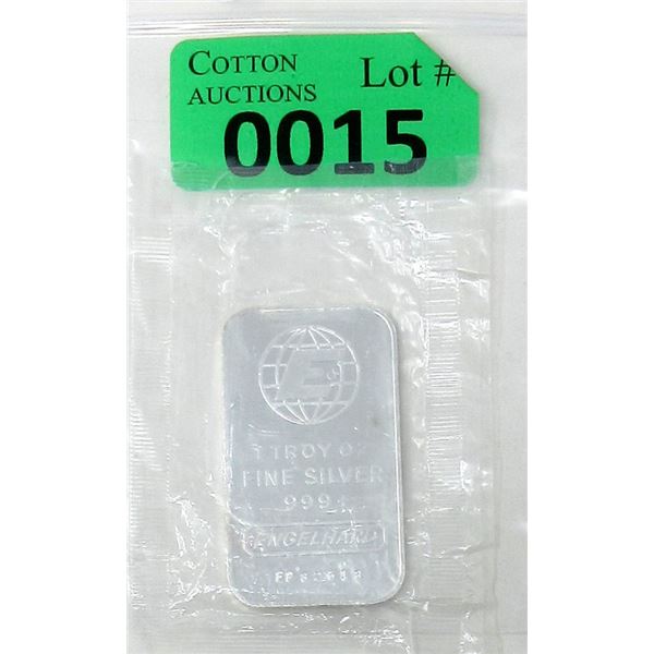 1 Oz. .999+ Fine Silver Engelhard Mint Bar