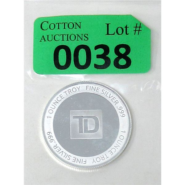 1 Oz. .999 Silver TD Bank Investor Round