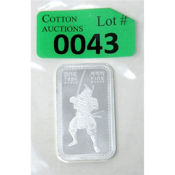 1 Oz. Samurai Warrior .999 Silver Bar