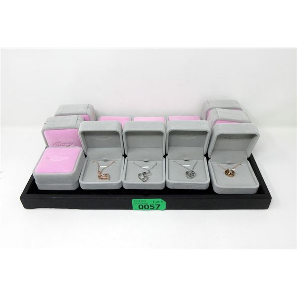 12 Assorted New Heart Necklaces in Velvet Box