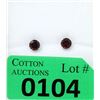 Image 1 : New 14 KT White Gold Garnet Stud Earrings