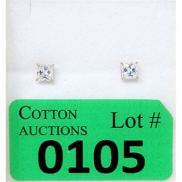 New 14 KT Yellow Gold Cubic Zirconia Earrings