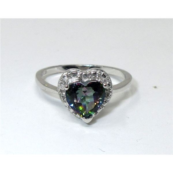 Mystic Topaz & Diamond Sterling Silver Ring