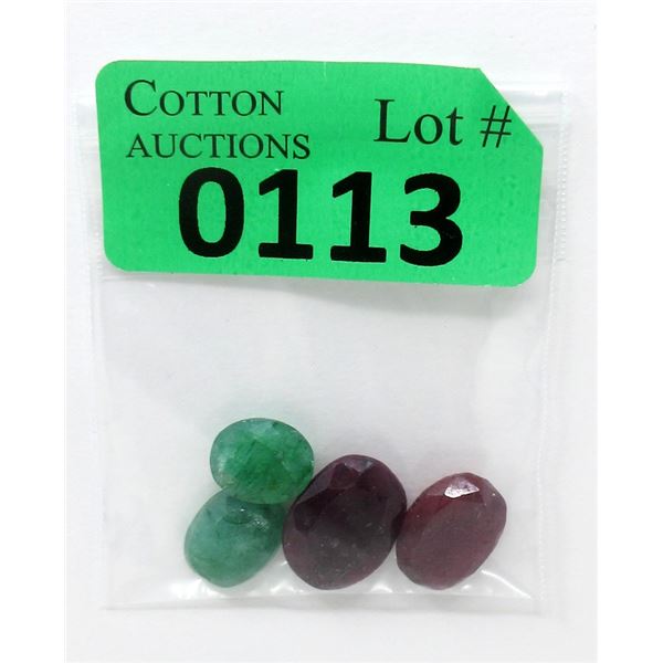 4 Oval Cut Emerald & Ruby Gemstones - 45 CTW