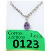 Image 1 : Amethyst & Diamond Sterling Silver Pendant