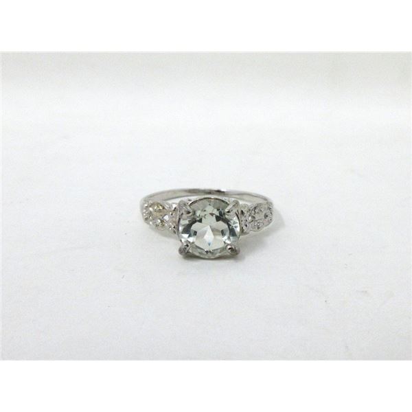 Aquamarine & Diamond Solitaire Ring