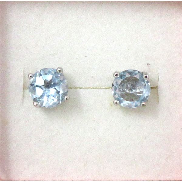 New Blue Topaz & Diamond Stud Earrings