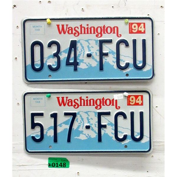 Two Recalled 1994 Washington License Plates