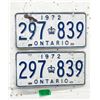 Image 1 : Pair of 1972 Ontario License Plates
