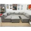 Image 1 : 5 Piece Grey Fabric Sectional Plus Ottoman