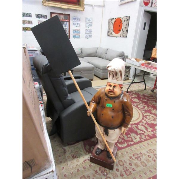 44" Tall Chef Statue with 55" Pizza Paddle