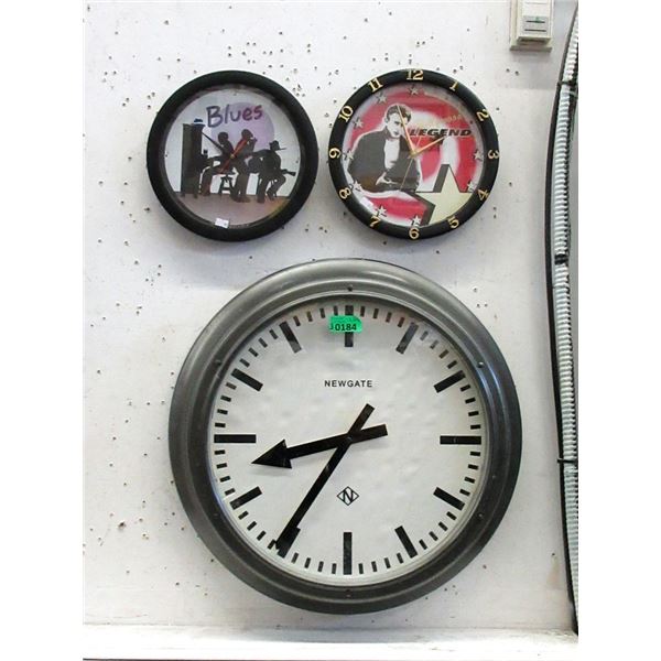 One 20  and Two 11  Wall Clocks