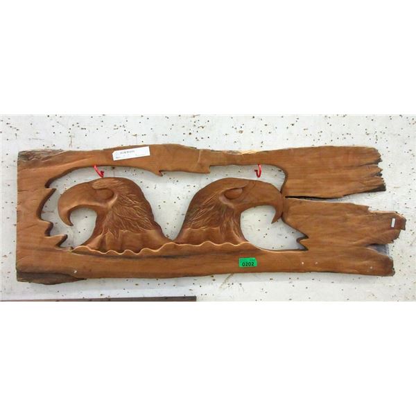 Carved Teak Root Eagle Wall Art - 45" x 16"