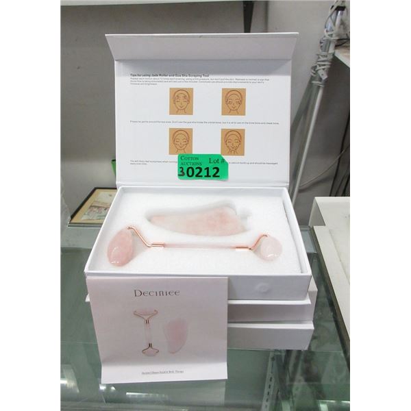 3 New Rose Quartz Facial Roller and Gua Sha Sets