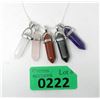 Image 1 : 5 Healing Point Gemstone Pendants & 1 Chain