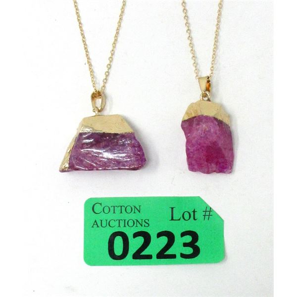 2 Amethyst Pendants on 20" Chains