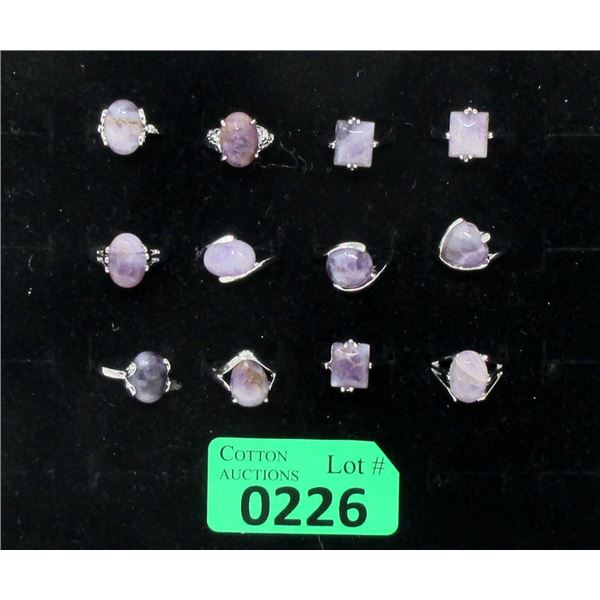 12 New Polished Amethyst Rings