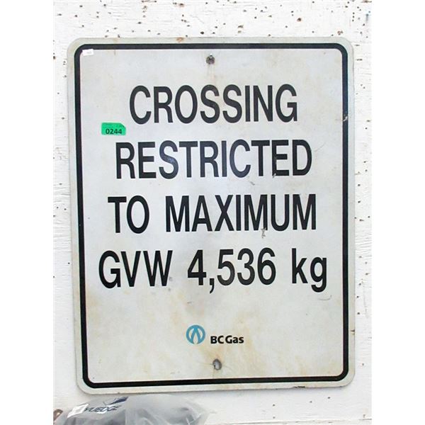 BC Gas Metal Road Warning Sign - 24" x 30"