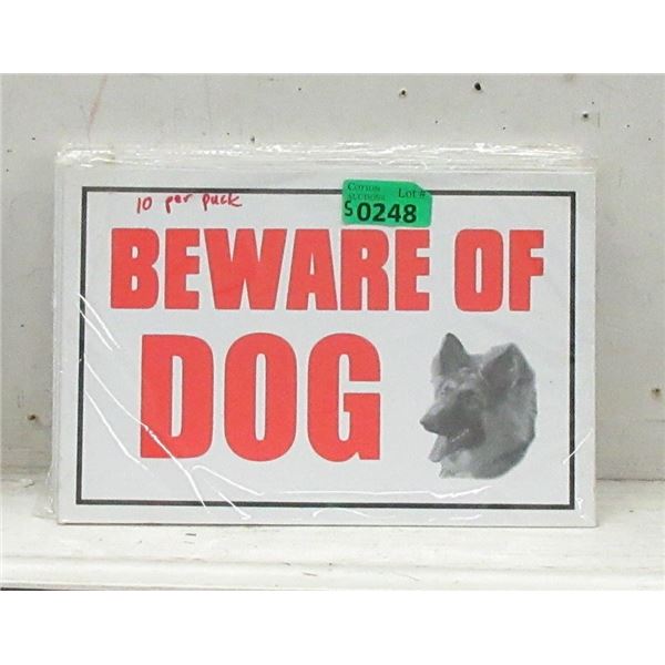 5 Packages of 10 "Beware of Dog" 8" x 12" Signs