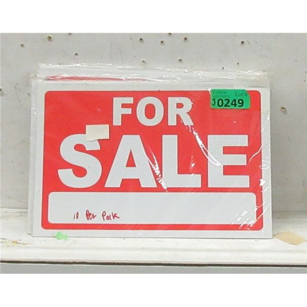 5 Packages of 10 "For Sale" 8" x 12" Signs