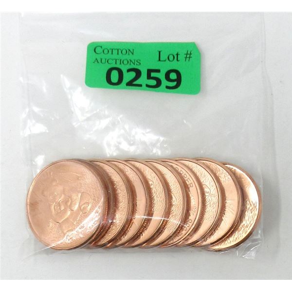10 x 1 Oz. USA Mint .999 Fine Copper Rounds