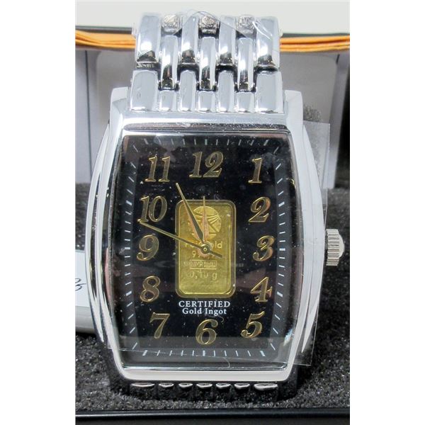 New in Box August Steiner Gold Bar Watch