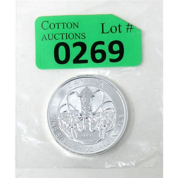 2 Oz. 2020 Canada The Kraken .9999 Silver Coin