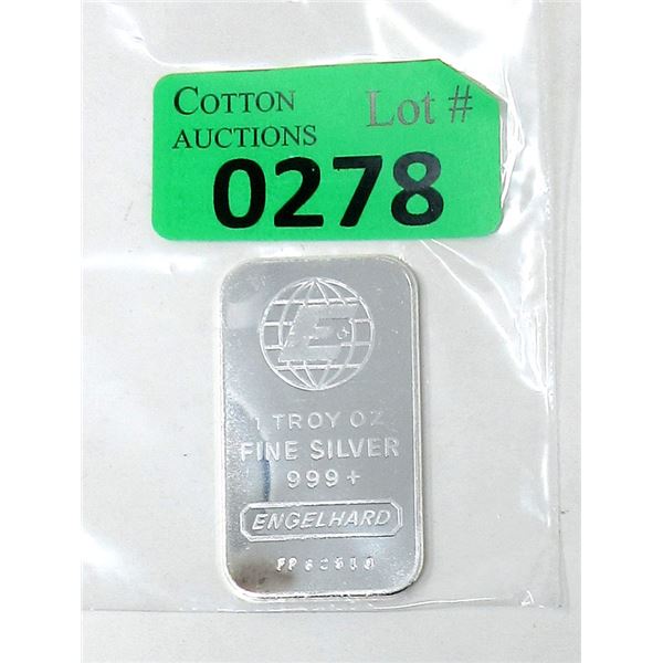 1 Oz. Engelhard .999+ Silver Bar