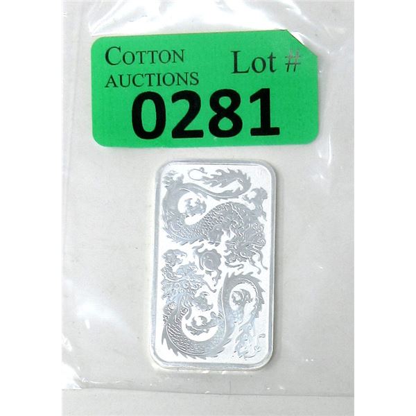 1 Oz .9999 Silver 2020 Double Dragon Bar