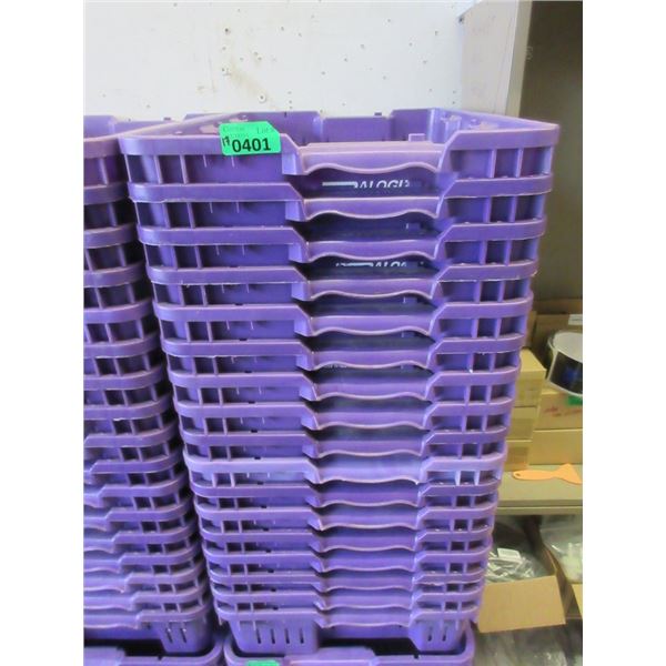 17 Purple Plastic Berry boxes - 14" x 24" x 6" deep