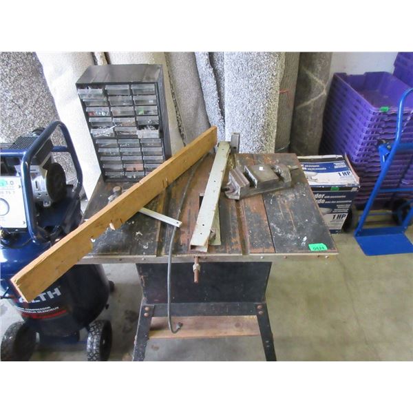 Table Saw, 2 Bolt Sorters & Drill Press Vice