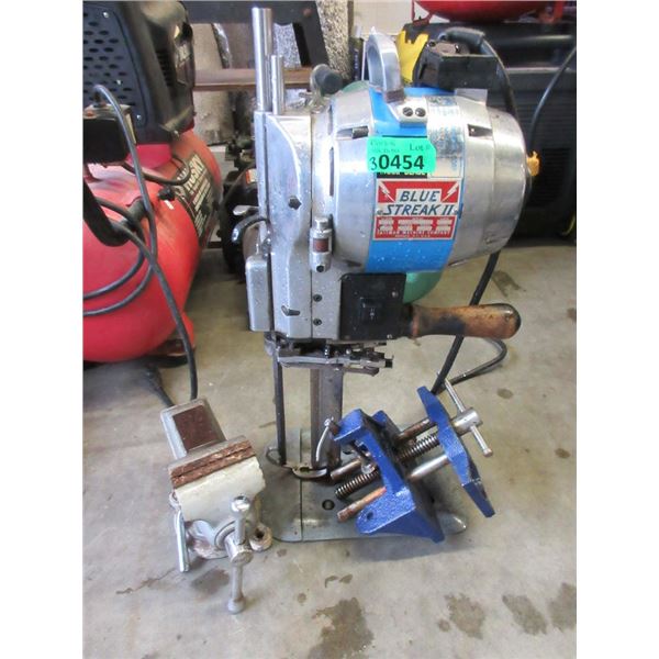 Eastman Fabric Cutting Machine & 2 Bench Vises