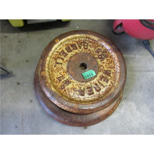 Pair of 35 Pound Bar Bell Weight Plates