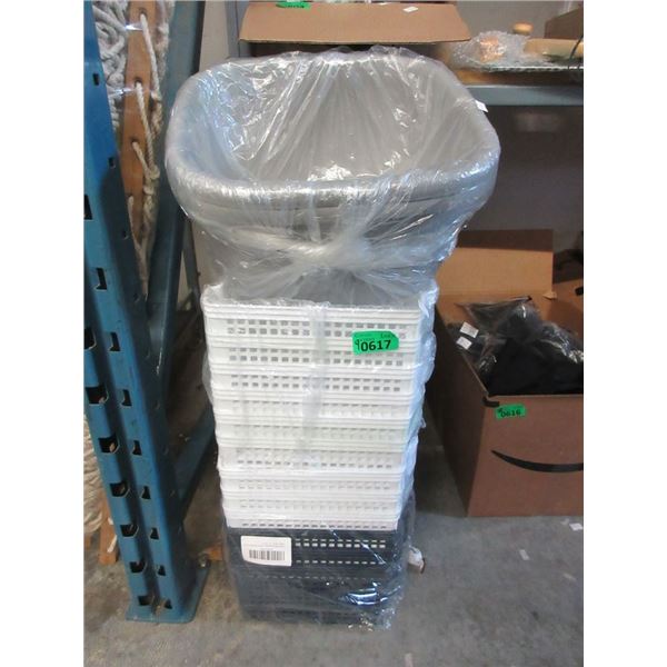 4 Packs of Assorted Plastic Bins & Baskets