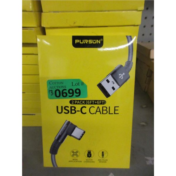 13 Two Packs of 6 Foot Braided USB-C Cables
