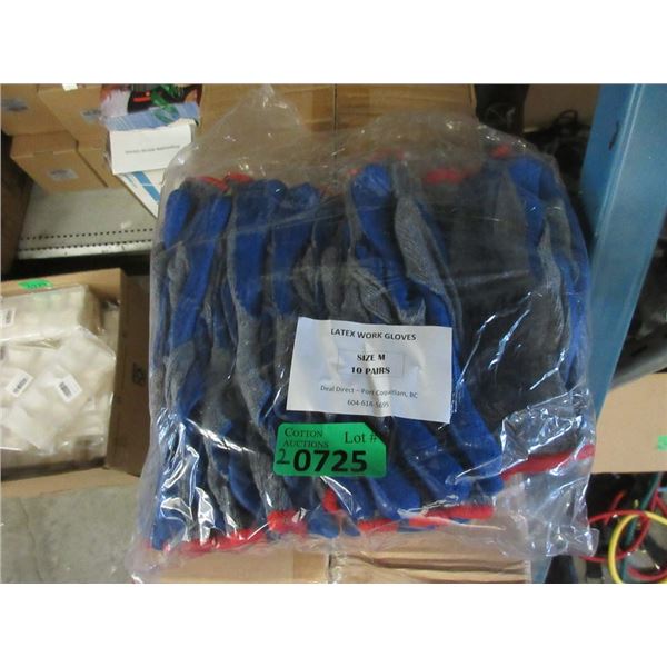 2 Packs of Size M Latex Work Gloves
