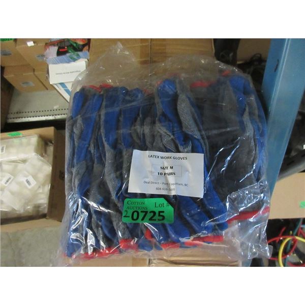 2 Packs of Size M Latex Work Gloves