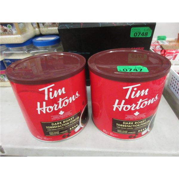 2 x 875g Cans of Tims Dark Roast Coffee