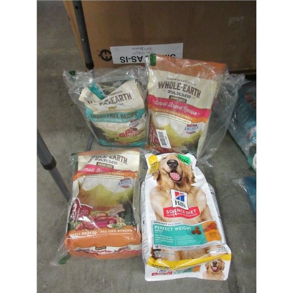 1 Hill's & 3 Whole Earth Bags of Dry Dog Food