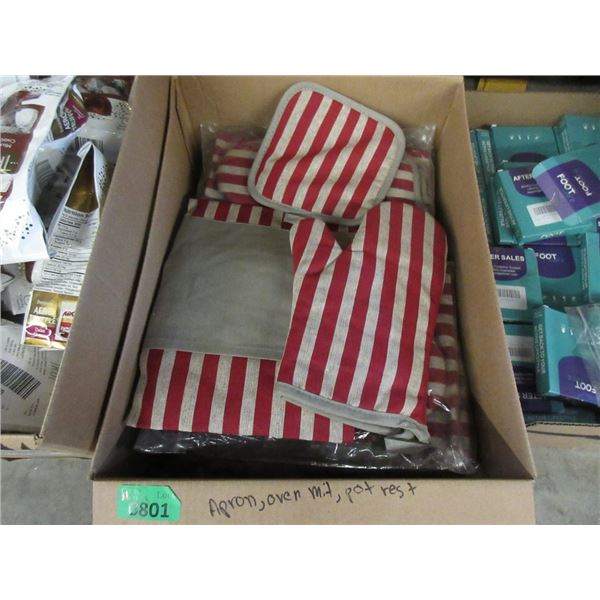 11 New 3 Piece Apron and Oven Mitt Sets