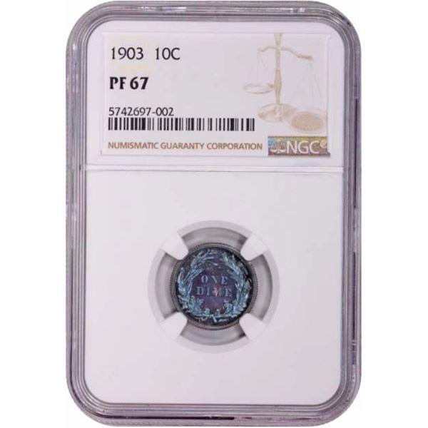 1903 Barber Dime 10c NGC PF-67 Toned