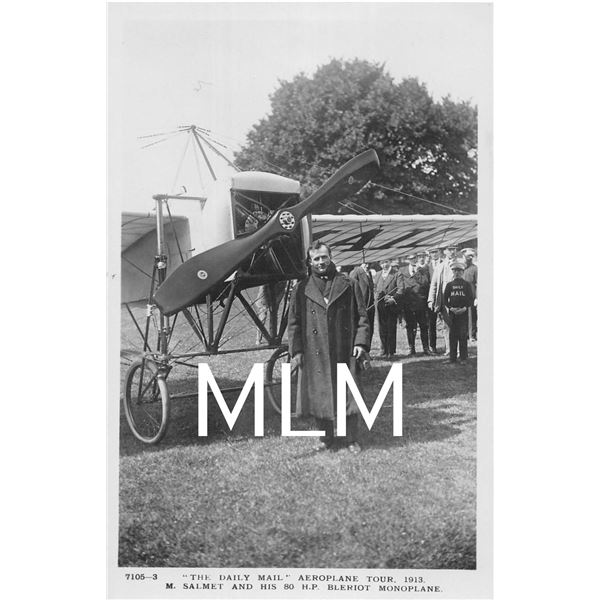 "The Daily Mail" Aeroplane Tour 1913 Salmet & Bleriot Monoplane Photo Postcard