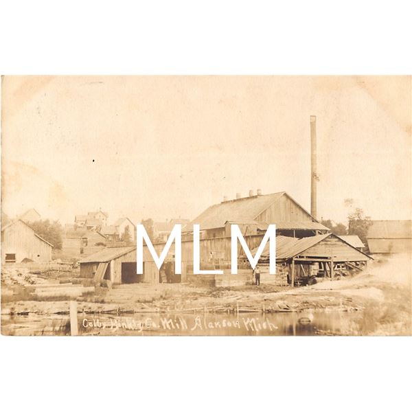 Colby Hinkly Co. Lumber Mill Alanson, Michigan Photo Postcard