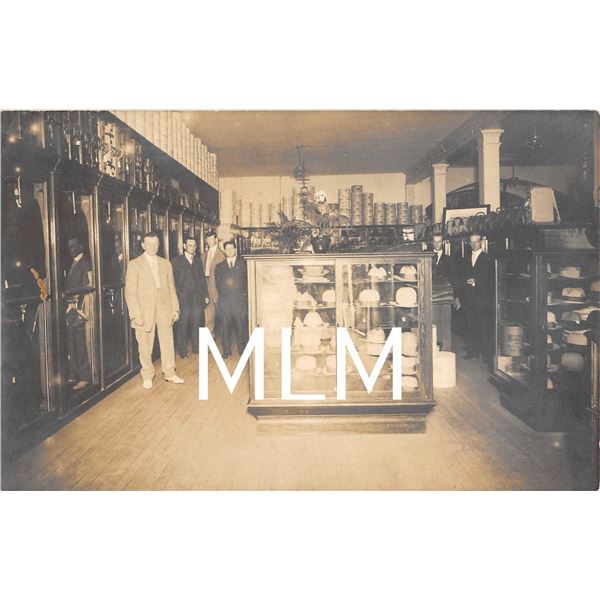 Men's Clothing Store Interior Hat Display Cases Santa Barbara, California Postmark Photo PC